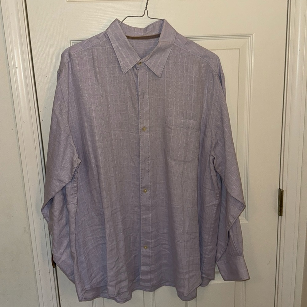 Tommy Bahama linen shirt, light purple XL